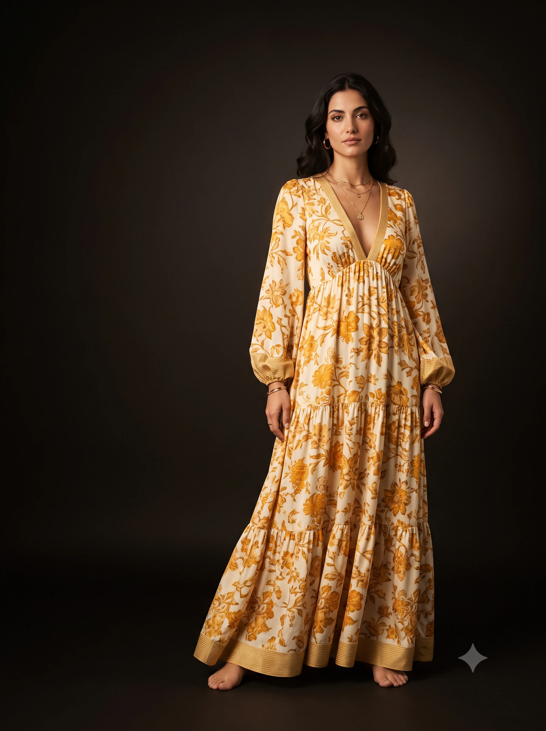 Saffron Festive — our cloth, shown worn